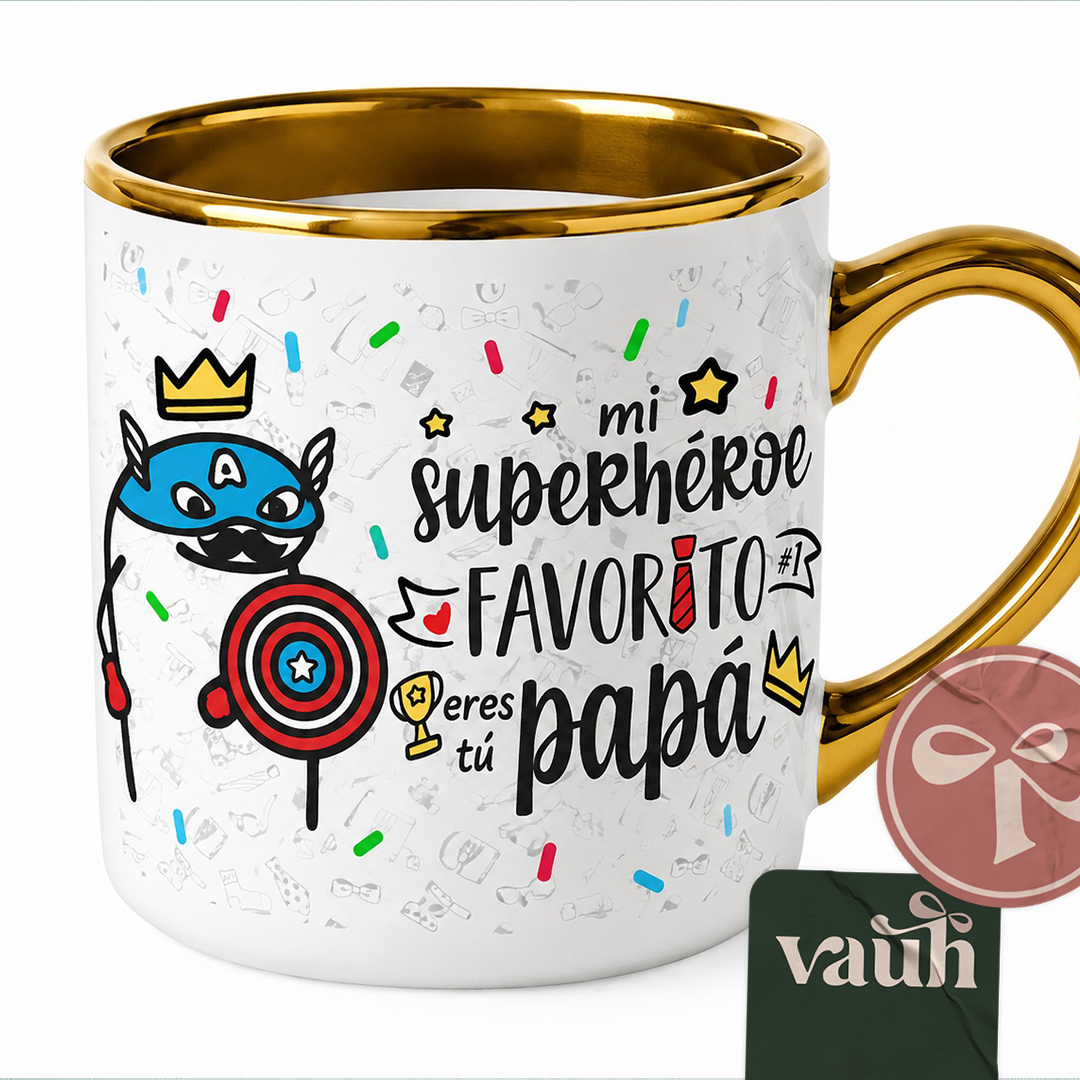 Taza de Ceramica con bordes Dorados