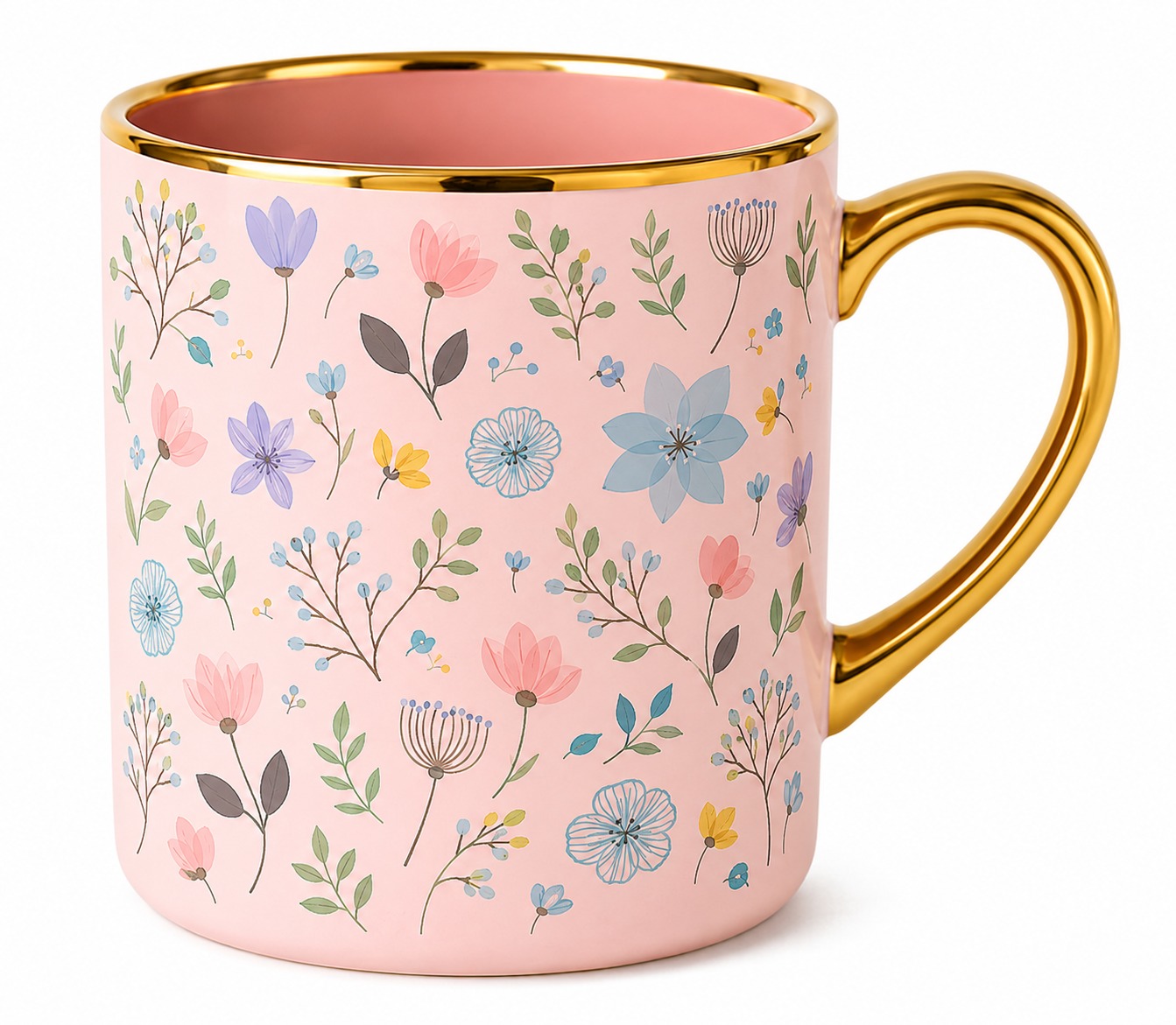Taza de Ceramica con bordes Dorados - Imagen 3